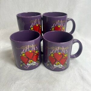 Ed Hardy Purple Heart Mugs Set